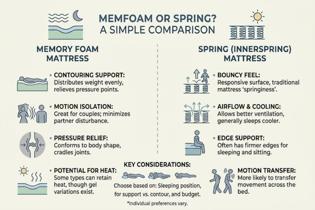 Memory foam vs spring mattress comparison
