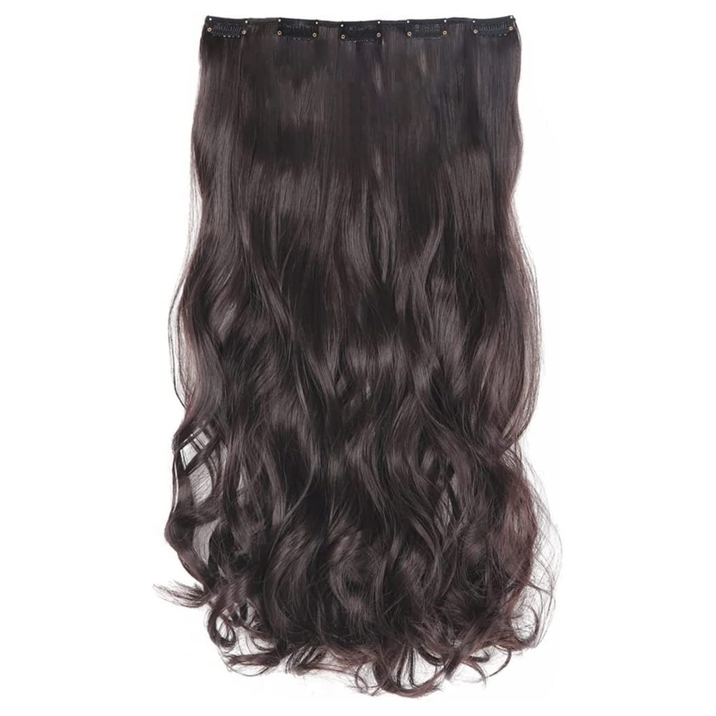 Women's Full Head 18 Inch Hair Extension Wig - Synthetic Natural Wavy Brown Hair Pieces with 5 Clip Wig Cheap Fluffy & Not Tangled - (3# Brown)