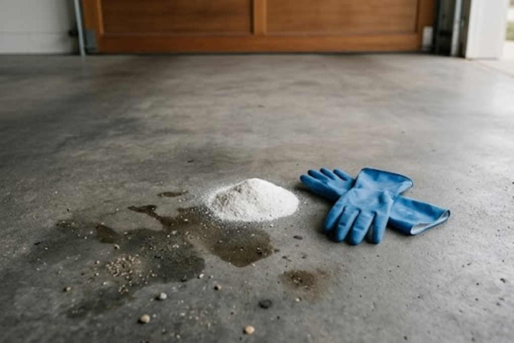 How to remove garage oil stains from a concrete floor