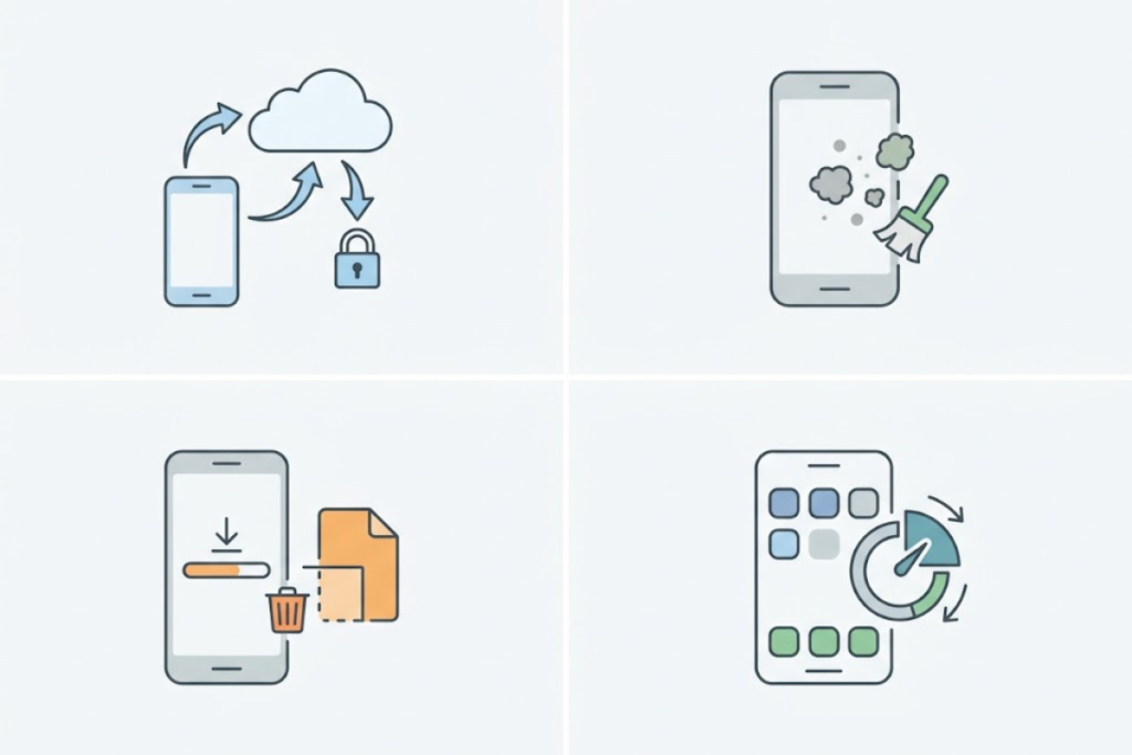 Free up phone storage by reviewing apps and large files
