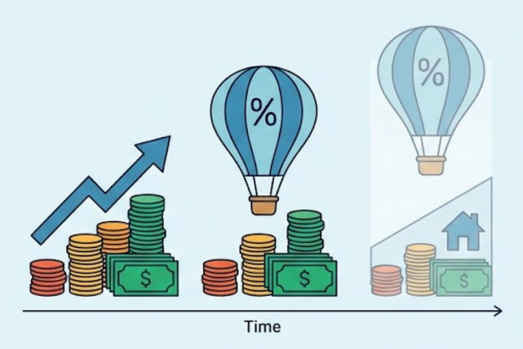 Inflation and investments affecting real purchasing power