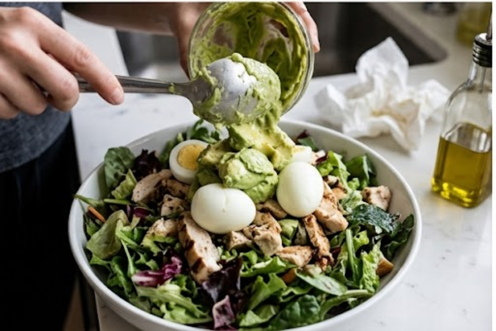 Healthy salad calories from dressing and toppings