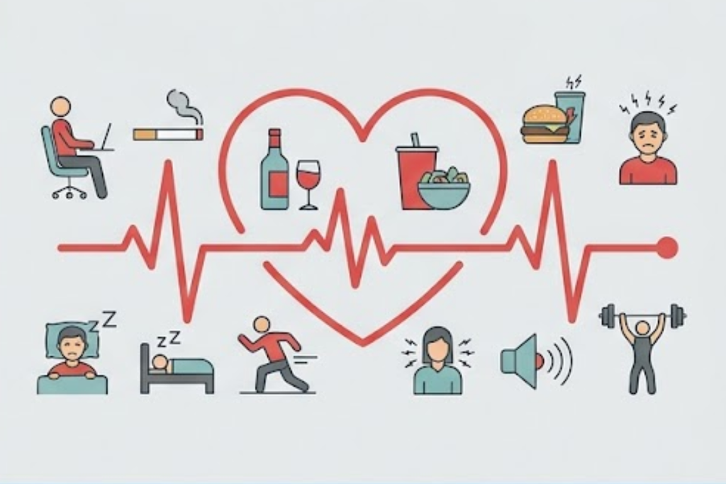Heart healthy habits including blood pressure monitoring